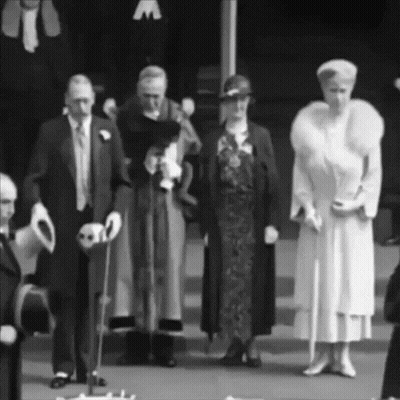 Black And White Photo Of Group Standing Together GIF