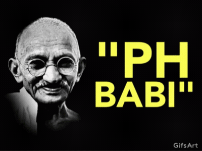 Black And White Photo Of Mahatma Gandhi With Ph Babi GIF