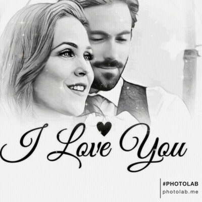 Black And White Photo Of Man And Woman Saying I Love You GIF