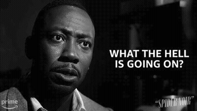 Black And White Photo Of Man Asking What The Hell Is Going On GIF