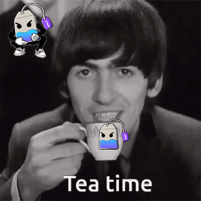 Black And White Photo Of Man Drinking Tea Saying Tea Time GIF