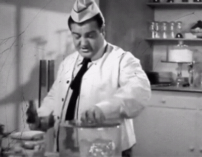 Black And White Photo Of Man In Chef Hat And Tie GIF