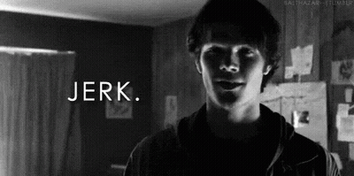Black And White Photo Of Man Saying Jerk GIF
