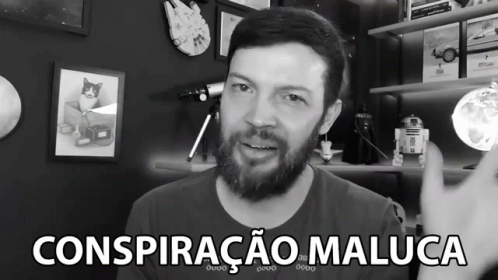 Black And White Photo Of Man With Conspiracao Maluca GIF