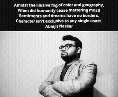 Black And White Photo Of Man With Quote Behind Him GIF