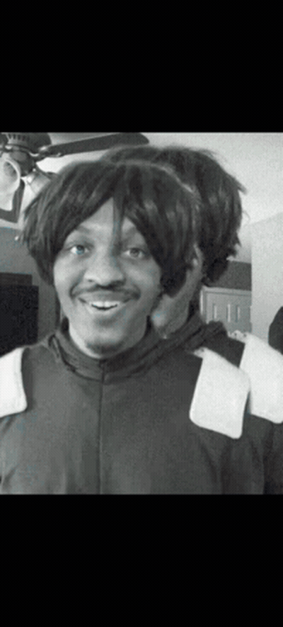 Black And White Photo Of Man With Wig GIF