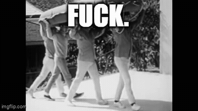 Black And White Photo Of People Carrying Coffin Saying Fuck GIF