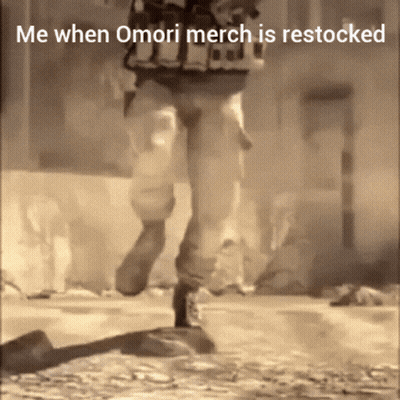 Black And White Photo Of Person Running Me When Omori Merch Is Restocked GIF