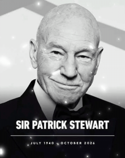 Black And White Photo Of Sir Patrick Stewart Dated July 1940 GIF