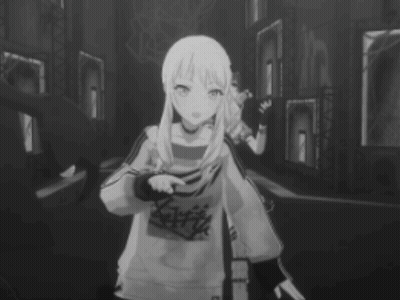 Black And White Photo Of Three Anime Characters One Pointing GIF
