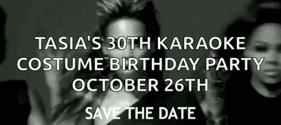 Black And White Photo Of Woman In Costume Tasia's 30Th Karaoke Costume Birthday Party GIF