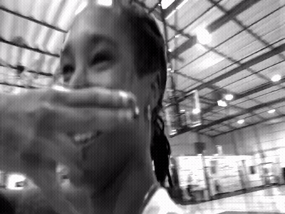Black And White Photo Of Woman In Gym GIF
