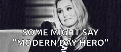 Black And White Photo Of Woman On Couch Saying Some Might Say Modern Day Hero GIF