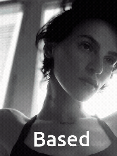 Black And White Photo Of Woman Saying Based GIF