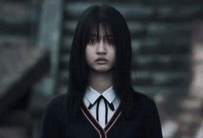Black And White Photo Of Woman Saying Boo GIF