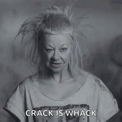 Black And White Photo Of Woman Saying Crack Is Whack GIF