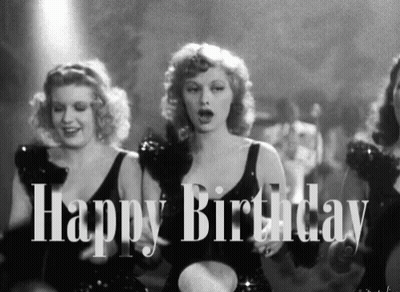 Black And White Photo Of Woman Singing Happy Birthday GIF
