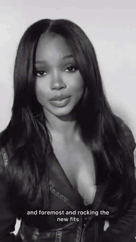Black And White Photo Of Woman With And Foremost And Rocking The New Fits GIF