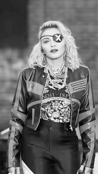Black And White Photo Of Woman With Eye Patch GIF