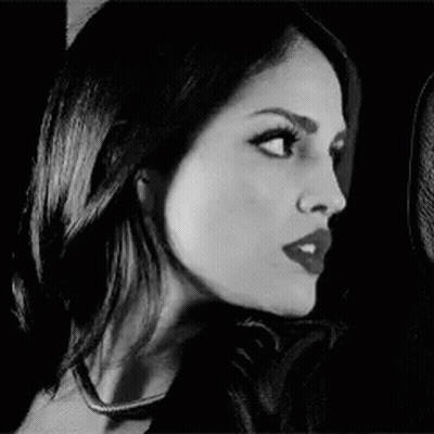 Black And White Photo Of Woman With Red Lipstick And Choker GIF
