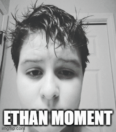 Black And White Photo Of Young Boy Saying Ethan Moment GIF