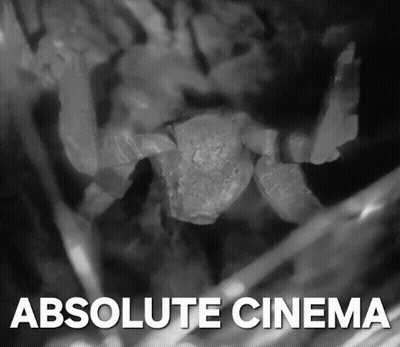 Black And White Photo Saying Absolute Cinema GIF