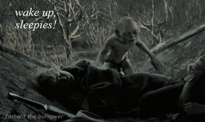Black And White Photo Saying Wake Up Sleepies GIF