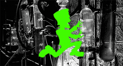 Black And White Photo With Green Lab Silhouette GIF