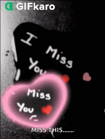 Black and White Photo With Pink Heart Saying I Miss You