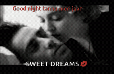 Black And White Photo Woman Kissing Man Good Night Tannu Meri Jaan GIF