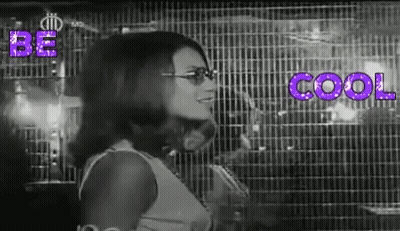 Black And White Photo Woman With Glasses Saying Be Cool GIF