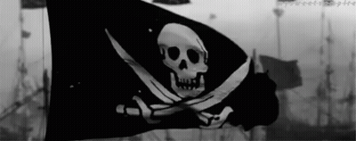 Black And White Pirate Flag With Skull And Crossbones GIF