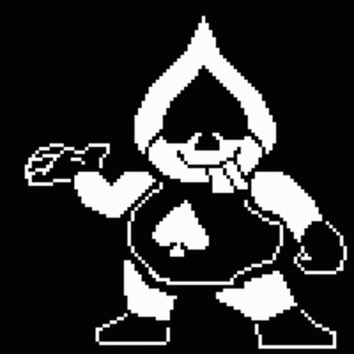 Black And White Pixel Art Cartoon Character With Spade GIF