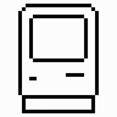 Black And White Pixel Art Computer Monitor With Staircase GIF