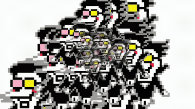 Black And White Pixel Art Group Of People Standing Together GIF