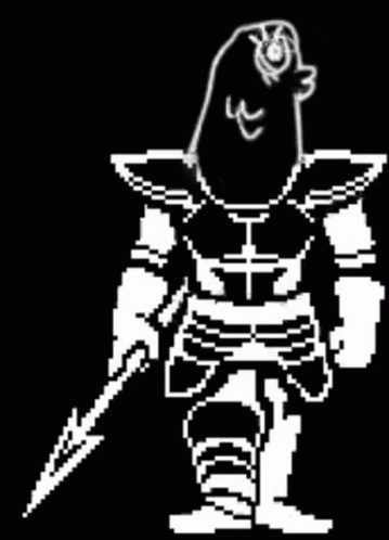 Black And White Pixel Art Of Person Holding Sword GIF