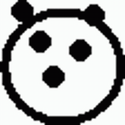Black And White Pixel Art Panda With Three Eyes GIF
