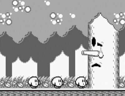 Black And White Pixel Art Tree With Crying Face In Forest GIF