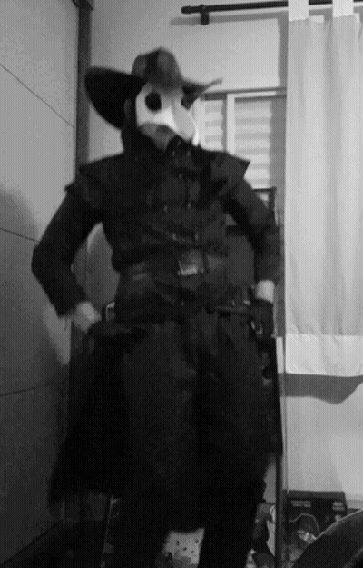 Black And White Plague Doctor Costume GIF