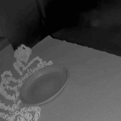 Black And White Plate On Tablecloth GIF
