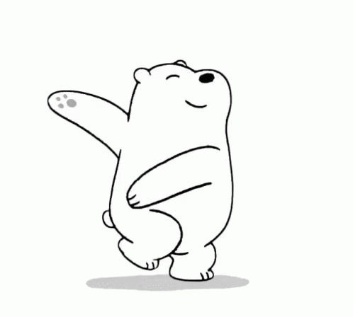 Black And White Polar Bear Walking With Eyes Closed GIF