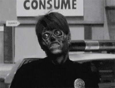 Black And White Police Officer With Zombie Face Paint GIF