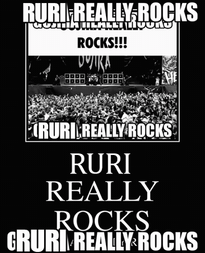 Black And White Poster Says Ruri Really Rocks GIF