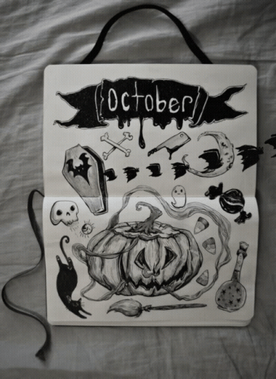 Black And White Pumpkin Saying October GIF