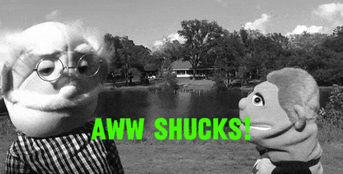 Black And White Puppet Awww Shucks GIF
