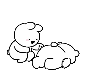 Black And White Rabbits Playing With Teddy Bear Sticker
