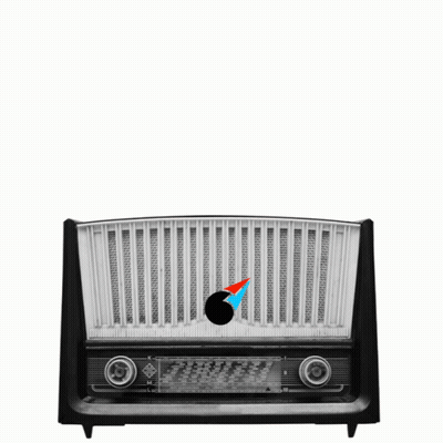 Black And White Radio With Music Notes GIF