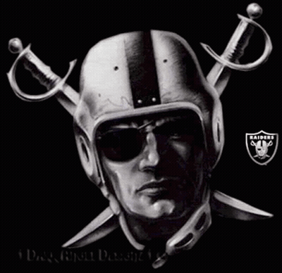 Black And White Raiders Player With Crossed Swords GIF