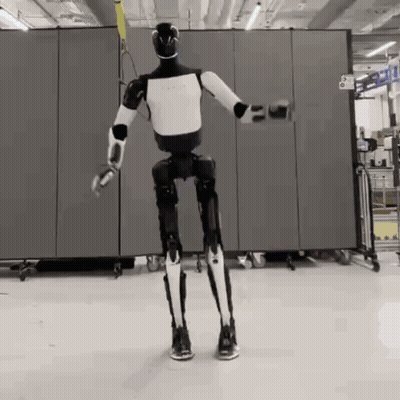 Black And White Robot In Front Of Number 6 GIF