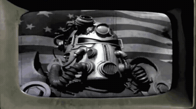 Black And White Robot On TV Screen GIF